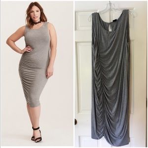 Torrid Gray Side Cinch Jersey Knit Dress Ruched 3X Hot Girl Summer